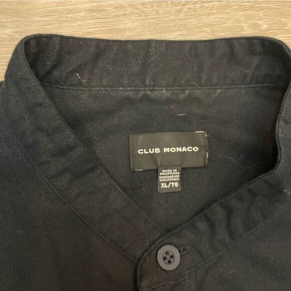 Club Monaco Flannel Cotton Blend Black Stand Color Casual Button Down Shirt - Picture 2 of 6